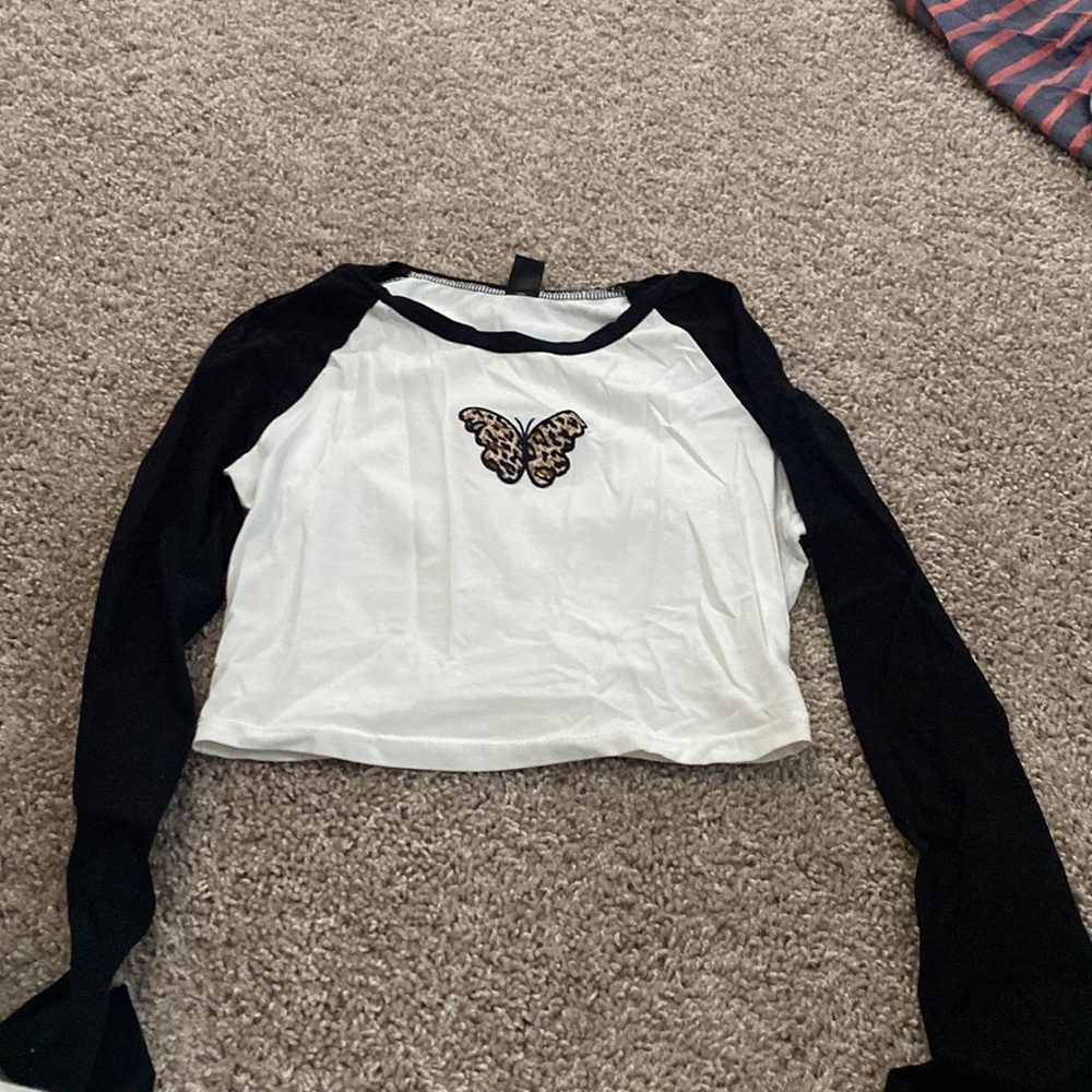 Long sleeve baby tee with butterfly